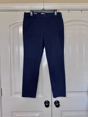 LOFT Outlet Slim Straight Cropped Pants. Navy. Size 10